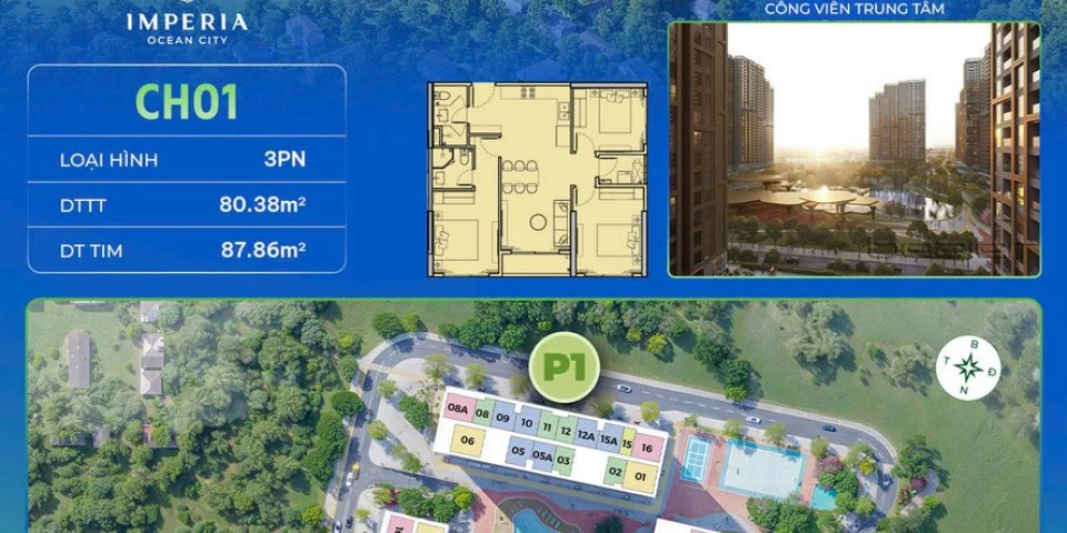 Tổng hợp các căn hộ 3PN The Parkland – Chung cư MIK Group tại Vinhomes Ocean Park 2 (Ocean City)