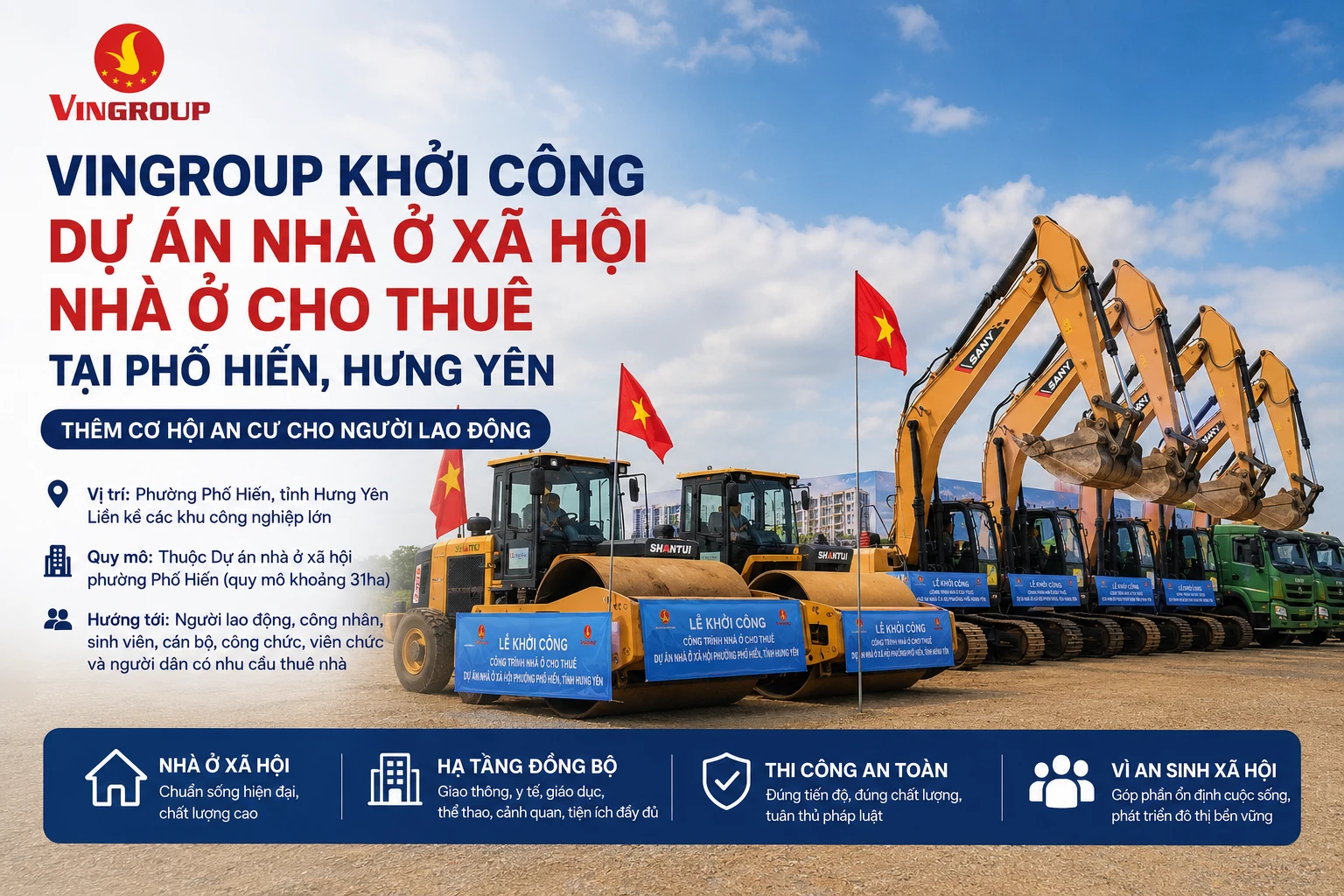 Ảnh: Vingroup khởi công công trình nhà ở cho thuê tại Phố Hiến, Hưng Yên