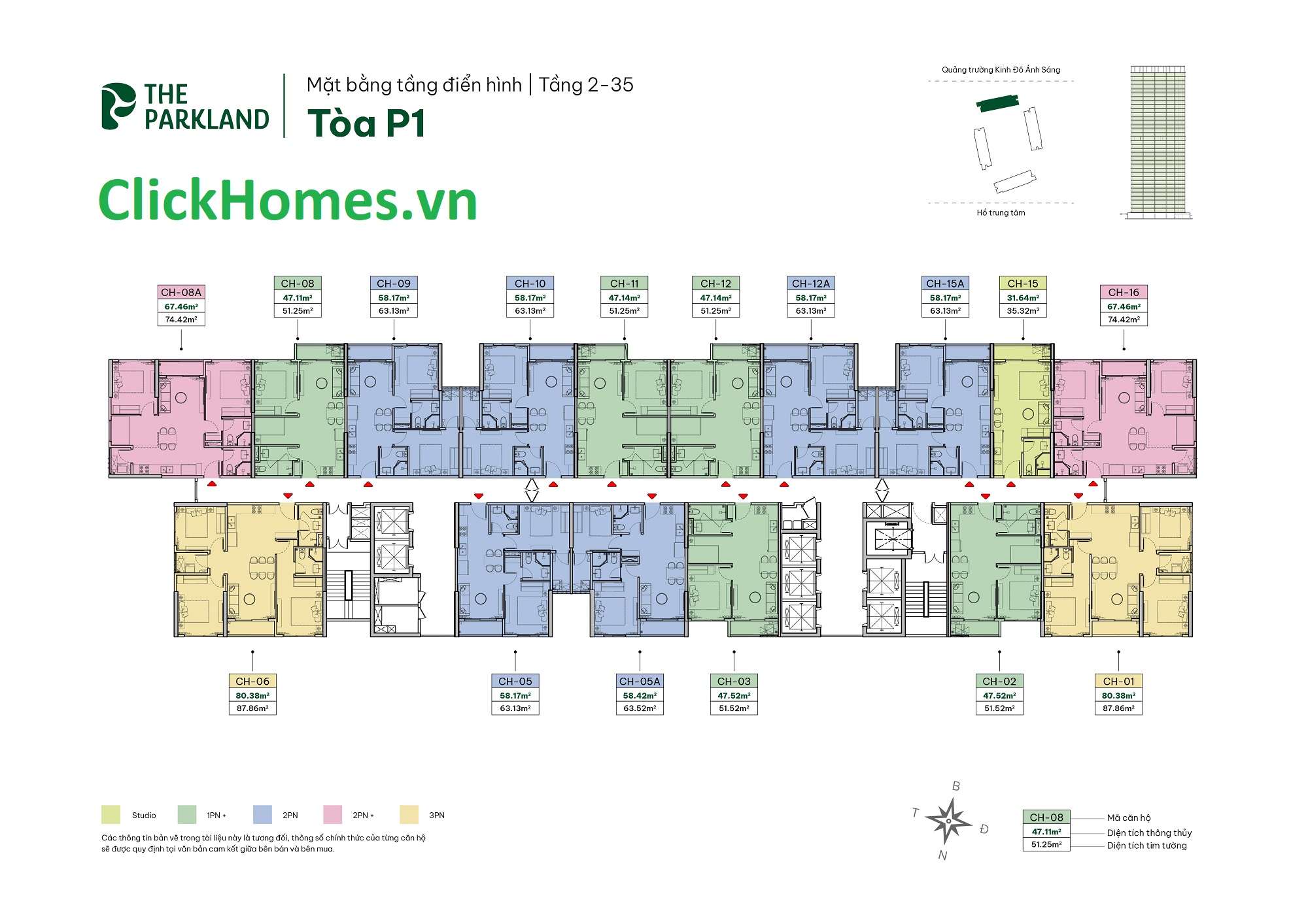 Mặt bằng 9 toà căn hộ The Parkland