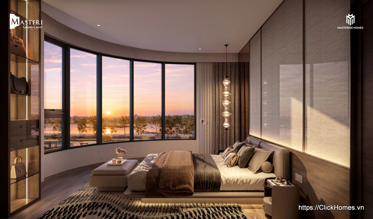 Phòng ngủ kính cong  dự án Masteri Grand Coast
